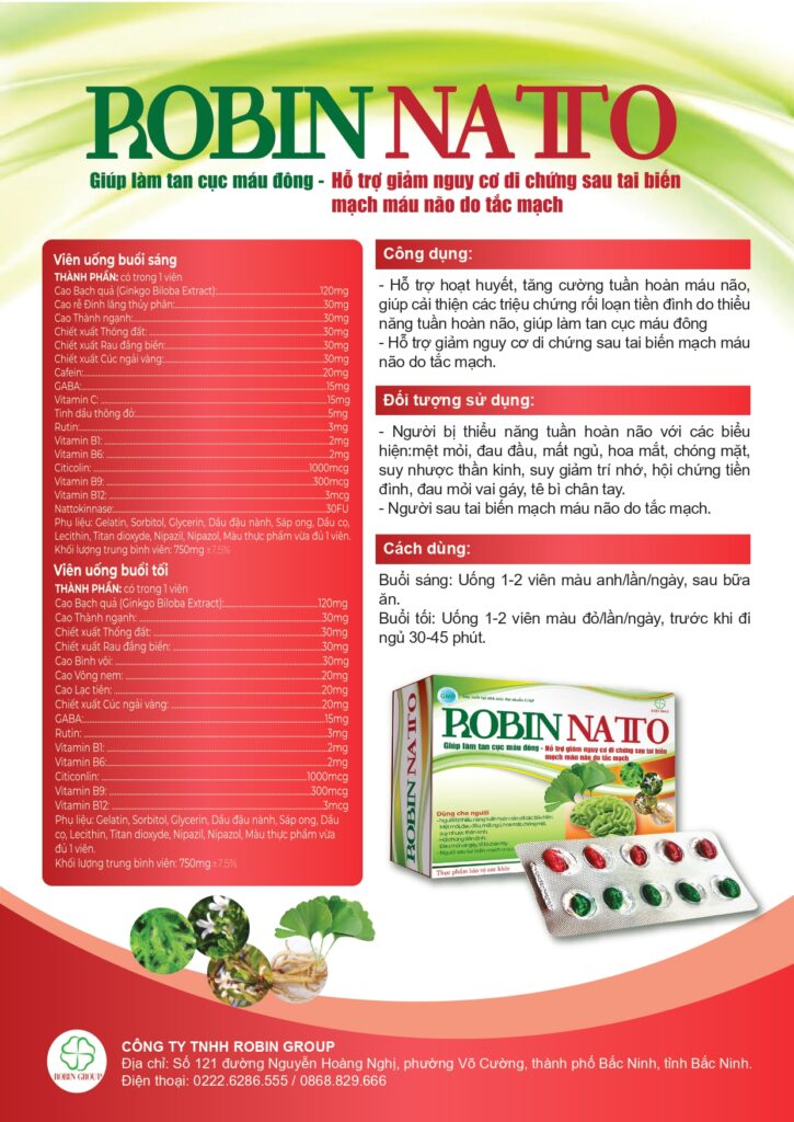 Robin natto tăng cường hoạt huyết, giảm nguy cơ thiểu năng tuần hoàn não, tan cục máu đông